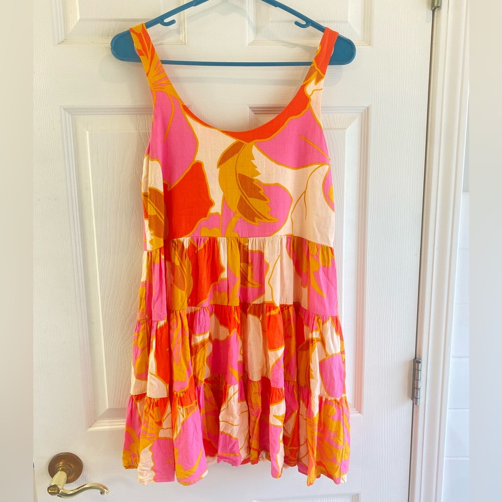 Orange and pink relaxed fit dress
